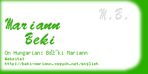 mariann beki business card